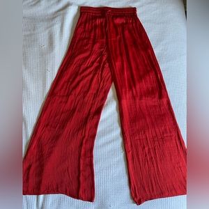 Wide Leg Flowy Silk Feel Pants